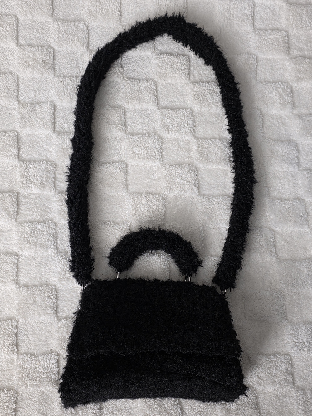 PUBLIC DESIRE CENTRAL BLACK TEDDY SHOULDER BAG WITH SILVER TONE HARDWARE NWOT